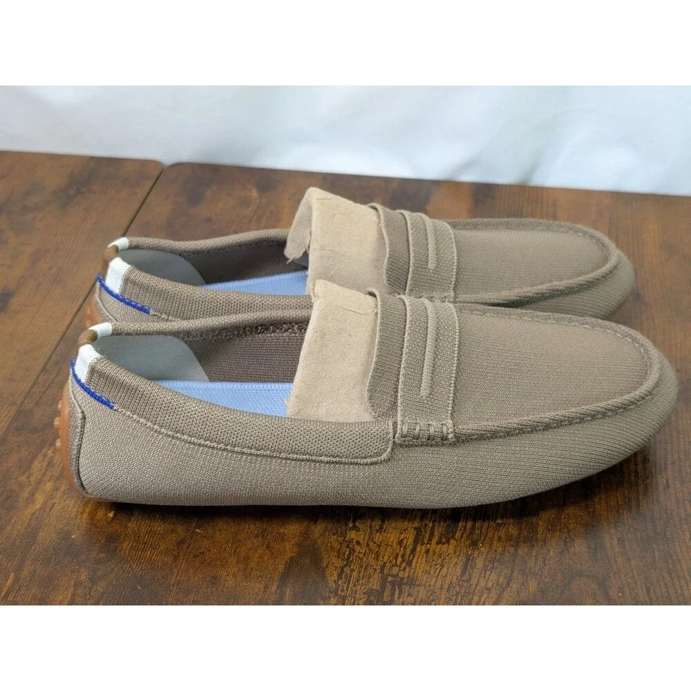 Rothy's The Driver Loafers NWOT 11 Latte Tan Blue Insole Penny Flats